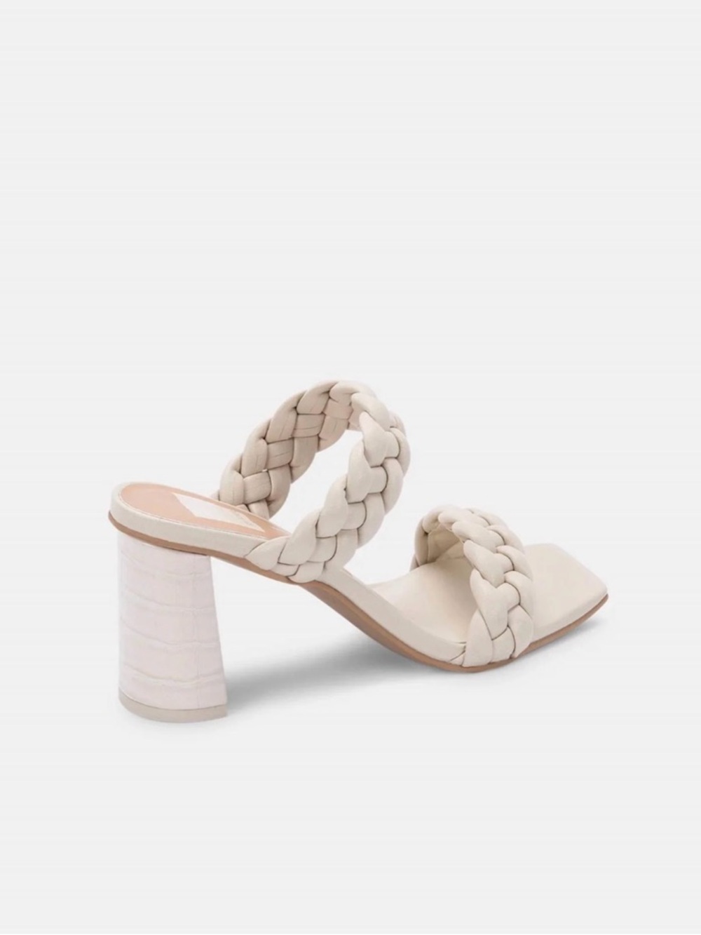 Dolce Vita Braided Double-Strap Block Heel Sandal in Cream - Picture 3 of 4